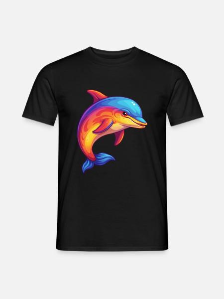 Delfin Bunt Kawaii Cartoon Meerestier - Männer T-Shirt - Schwarz