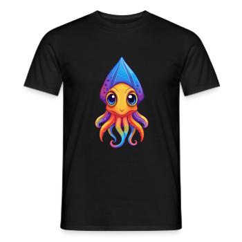Bottletail Squid Colorful Kawaii Cartoon Clipart - Men's T-Shirt - black - Front - AI Model Male 178 light (178cm)