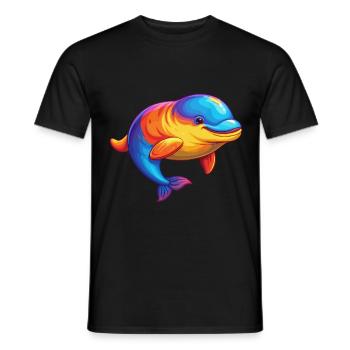 Beluga Wal Bunt Kawaii Karikatur Meerestier - Männer T-Shirt - Schwarz - Vorne - AI Model Male 178 light (178cm)