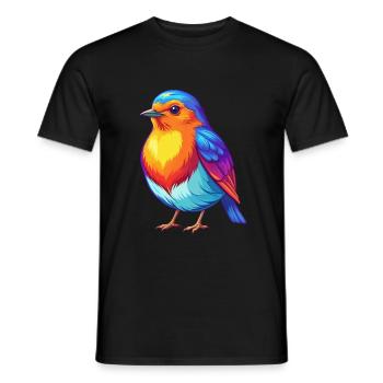 Robin Colorful Kawaii Cartoon Character Bird - Men's T-Shirt - black - Front - AI Model Male 178 light (178cm)