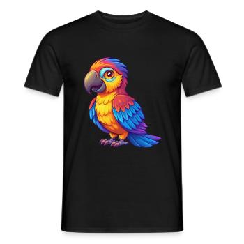 Parrot Colorful Kawaii Cartoon Character Bird - Men's T-Shirt - black - Front - AI Model Male 178 light (178cm)