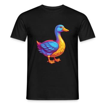 oie coloré kawaii personnage de dessin animé oiseau - T-shirt homme - noir - Devant - AI Model Male 178 light (178cm)