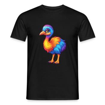 émeu coloré kawaii dessin animé personnage oiseau - T-shirt homme - noir - Devant - AI Model Male 178 light (178cm)