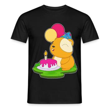 Gâteau d’anniversaire hamster - T-shirt homme - noir - Devant - AI Model Male 178 light (178cm)