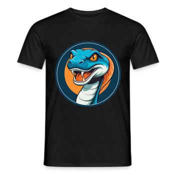 Anaconda Niedliches Kawaii Cartoon Tier Haustier Logo - Männer T-Shirt - Schwarz - Vorne - AI Model Male 178 light (178cm)