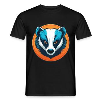 blaireau mignon kawaii dessin animé clipart animal de compagnie logo - T-shirt homme - noir - Devant - AI Model Male 178 light (178cm)