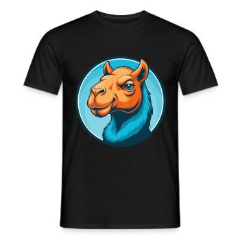 Camel Cute Kawaii Cartoon Clipart Animal Pet Logo - Men's T-Shirt - black - Front - AI Model Male 178 light (178cm)