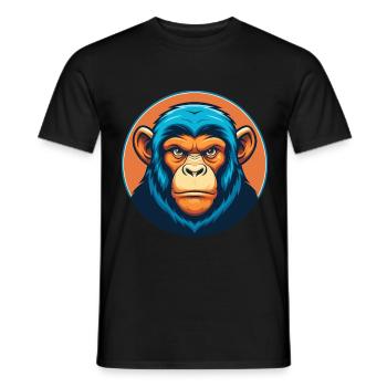 Chimpanzé mignon Kawaii dessin animé Animal Animal Logo - T-shirt homme - noir - Devant - AI Model Male 178 light (178cm)