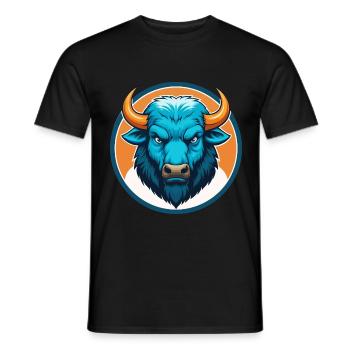 Bison Cute Kawaii Cartoon Clipart Animal Pet Logo - Men's T-Shirt - black - Front - AI Model Male 178 light (178cm)