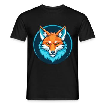 Coyote Cute Kawaii Cartoon Clipart Animal Pet Logo - Men's T-Shirt - black - Front - AI Model Male 178 light (178cm)