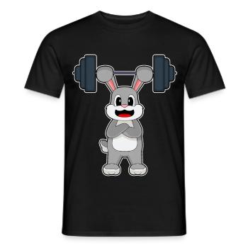 Bunny Bodybuilder Barbell Bodybuilding - Men's T-Shirt - black - Front - AI Model Male 178 light (178cm)