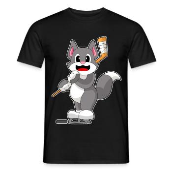 Katze Eishockey Eishockeyschläger - Männer T-Shirt - Schwarz - Vorne - AI Model Male 178 light (178cm)