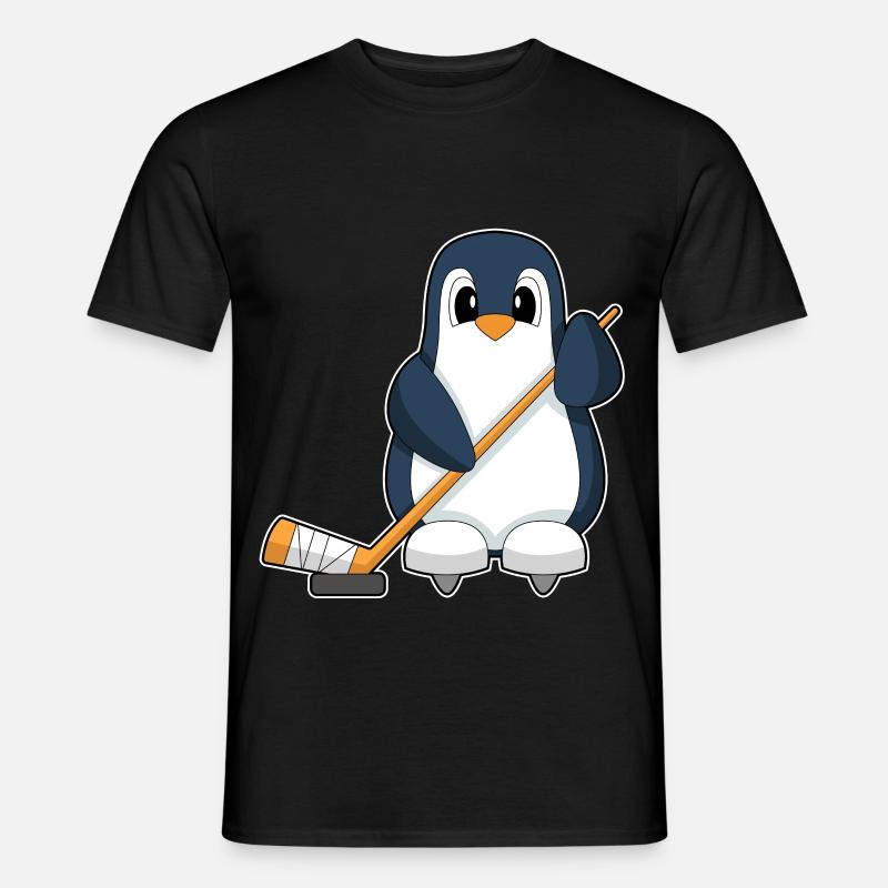 Pinguin Eishockey Eishockeyschläger - Männer T-Shirt - Schwarz