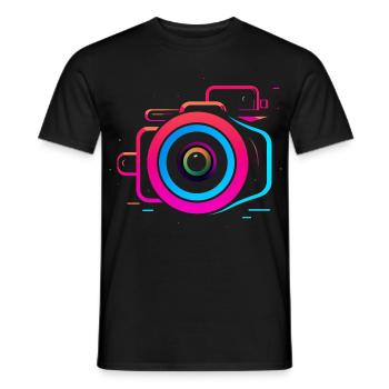Camera Synthwave Style - Men's T-Shirt - black - Front - AI Model Male 178 light (178cm)
