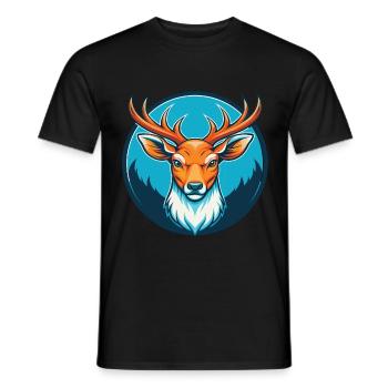 Deer Cute Kawaii Cartoon Clipart Animal Pet Logo - Men's T-Shirt - black - Front - AI Model Male 178 light (178cm)