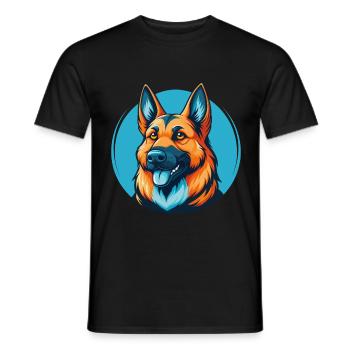 German Shepherd Dog Cute Kawaii Cartoon Pet Logo - Men's T-Shirt - black - Front - AI Model Male 178 light (178cm)