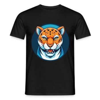 Jaguar Cute Kawaii Cartoon Clipart Animal Pet Logo - Men's T-Shirt - black - Front - AI Model Male 178 light (178cm)