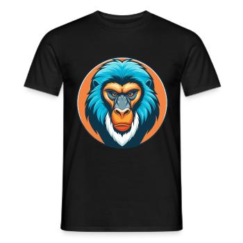 Mandrill Niedliches Kawaii Cartoon Tier Haustier Logo - Männer T-Shirt - Schwarz - Vorne - AI Model Male 178 light (178cm)