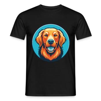 Golden Retriever Dog Cute Kawaii Cartoon Pet Logo - Men's T-Shirt - black - Front - AI Model Male 178 light (178cm)