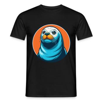 Siegel Niedliche Kawaii Cartoon Clipart Tier Haustier Logo - Männer T-Shirt - Schwarz - Vorne - AI Model Male 178 light (178cm)