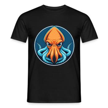 calmar mignon kawaii dessin animé clipart animal de compagnie logo - T-shirt homme - noir - Devant - AI Model Male 178 light (178cm)