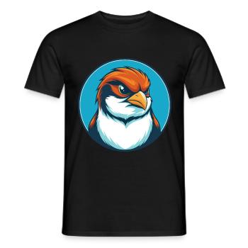 Sparrow Cute Funny Kawaii Cartoon Animal Pet Logo - Men's T-Shirt - black - Front - AI Model Male 178 light (178cm)