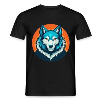 Wolf Cute Kawaii Cartoon Clipart Animal Pet Logo - Men's T-Shirt - black - Front - AI Model Male 178 light (178cm)