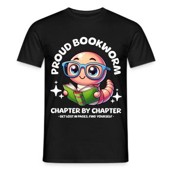 Fier, mignon rat de bibliothèque avec des lunettes livre de lecture - T-shirt homme - noir - Devant - AI Model Male 178 light (178cm)