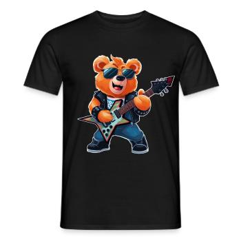 Heavy Metal Teddybär Gitarrist - Männer T-Shirt - Schwarz - Vorne - AI Model Male 178 light (178cm)