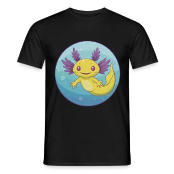 axolotl mignon kawaii dessin animé clipart animal de compagnie - T-shirt homme - noir - Devant - AI Model Male 178 light (178cm)