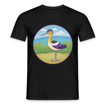 Avocet Cute Kawaii Cartoon Clipart Animal Pet - Men's T-Shirt - black - Front - AI Model Male 178 light (178cm)