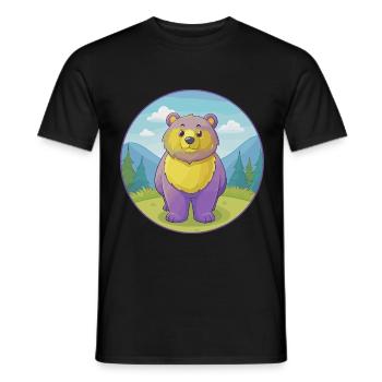 ours mignon kawaii dessin animé clipart animal de compagnie - T-shirt homme - noir - Devant - AI Model Male 178 light (178cm)