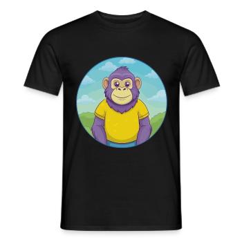 Bonobo Cute Kawaii Cartoon Clipart Animal Pet - Men's T-Shirt - black - Front - AI Model Male 178 light (178cm)