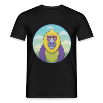 Babouin mignon Kawaii dessin animé Clipart Animal de compagnie - T-shirt homme - noir - Devant - AI Model Male 178 light (178cm)