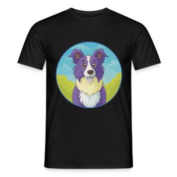 Border Collie Hund Niedliches Kawaii Cartoon Tier Haustier - Männer T-Shirt - Schwarz - Vorne - AI Model Male 178 light (178cm)