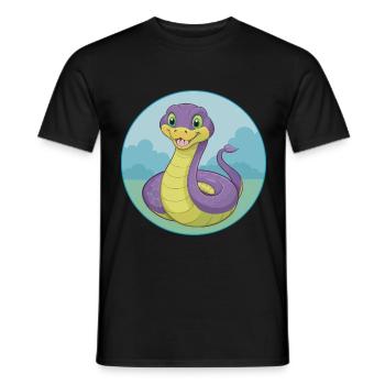 Cobra Cute Kawaii Cartoon Clipart Animal Pet - Men's T-Shirt - black - Front - AI Model Male 178 light (178cm)
