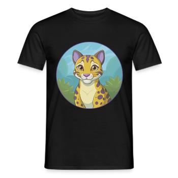 Ocelot Niedlich Kawaii Cartoon Clipart Tier Haustier - Männer T-Shirt - Schwarz - Vorne - AI Model Male 178 light (178cm)