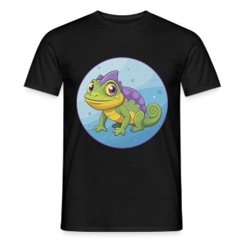 Chameleon Cute Kawaii Cartoon Clipart Animal Pet - Men's T-Shirt - black - Front - AI Model Male 178 light (178cm)