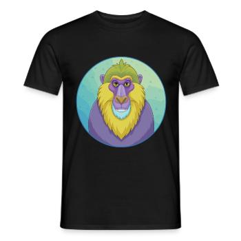 Mandrill Niedliche Kawaii Cartoon Clipart Tier Haustier - Männer T-Shirt - Schwarz - Vorne - AI Model Male 178 light (178cm)