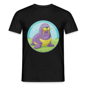 morse mignon kawaii dessin animé clipart animal de compagnie - T-shirt homme - noir - Devant - AI Model Male 178 light (178cm)