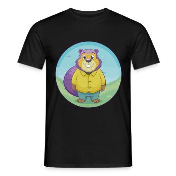 Biber Niedlich Kawaii Cartoon Clipart Tier Haustier - Männer T-Shirt - Schwarz - Vorne - AI Model Male 178 light (178cm)