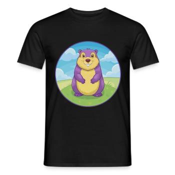 Murmeltier Niedliche Kawaii Cartoon Clipart Tier Haustier - Männer T-Shirt - Schwarz - Vorne - AI Model Male 178 light (178cm)