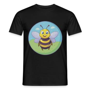 Abeille Mignon Kawaii Dessin animé Clipart Animal de compagnie - T-shirt homme - noir - Devant - AI Model Male 178 light (178cm)