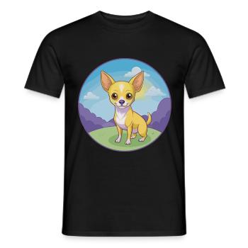 Chihuahua Dog Cute Kawaii Cartoon Clipart Animal - Men's T-Shirt - black - Front - AI Model Male 178 light (178cm)