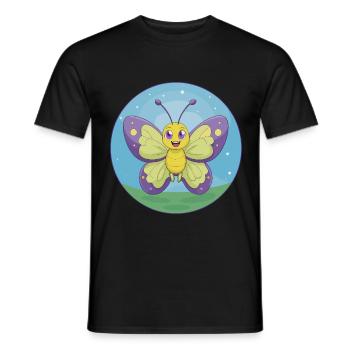 papillon mignon kawaii dessin animé clipart animal de compagnie - T-shirt homme - noir - Devant - AI Model Male 178 light (178cm)