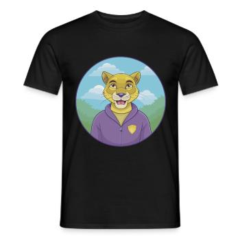 Cougar Cute Kawaii Cartoon Clipart Animal Pet - Men's T-Shirt - black - Front - AI Model Male 178 light (178cm)
