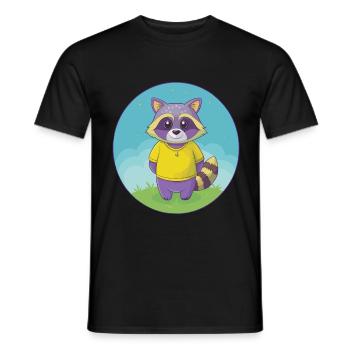 raton laveur mignon kawaii dessin animé clipart animal de compagnie - T-shirt homme - noir - Devant - AI Model Male 178 light (178cm)