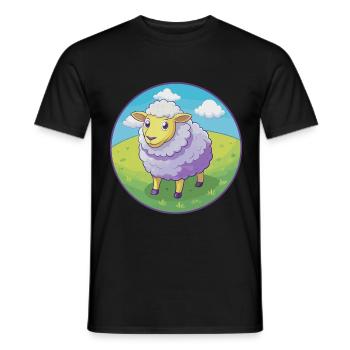 Schaf Niedlich Kawaii Cartoon Clipart Tier Haustier - Männer T-Shirt - Schwarz - Vorne - AI Model Male 178 light (178cm)