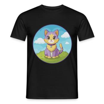Katze Niedlich Kawaii Cartoon Clipart Tier Haustier - Männer T-Shirt - Schwarz - Vorne - AI Model Male 178 light (178cm)