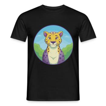 guépard mignon kawaii dessin animé clipart animal de compagnie - T-shirt homme - noir - Devant - AI Model Male 178 light (178cm)